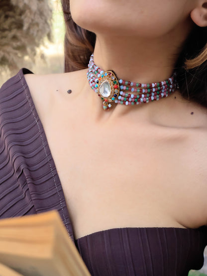 Raiya Multicolored Polki Choker Necklace