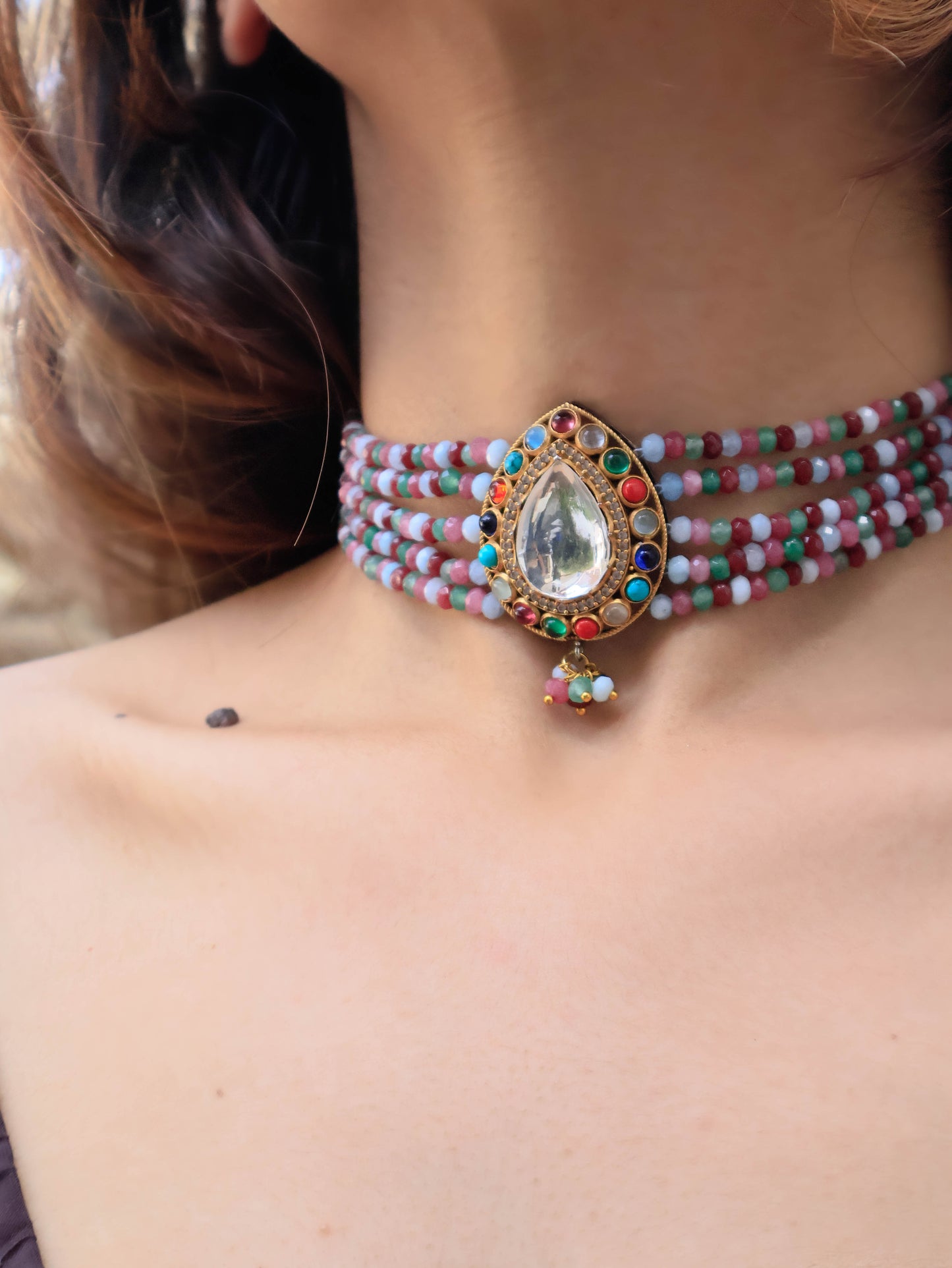 Raiya Multicolored Polki Choker Necklace