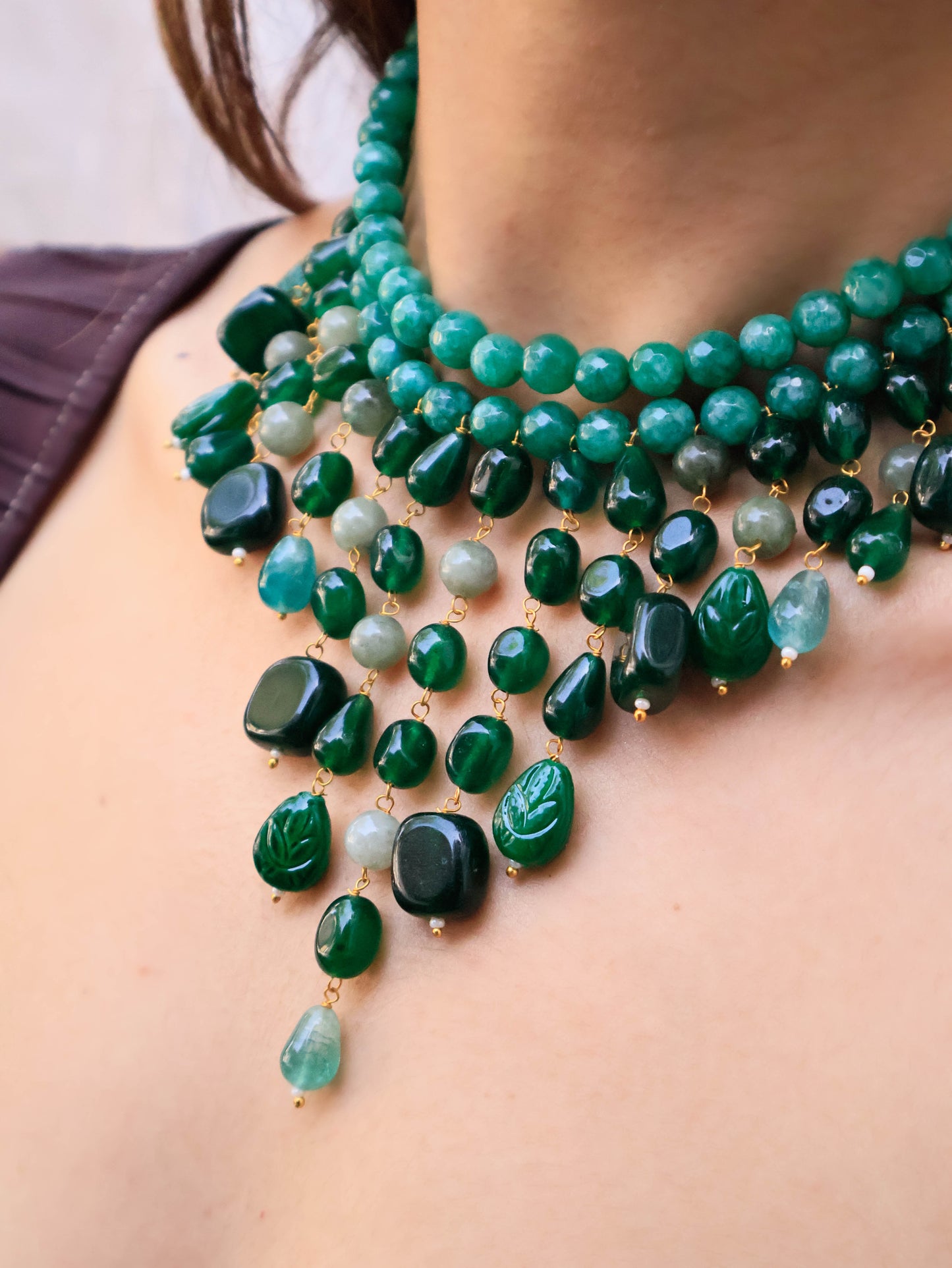 Gina Layered Green Necklace