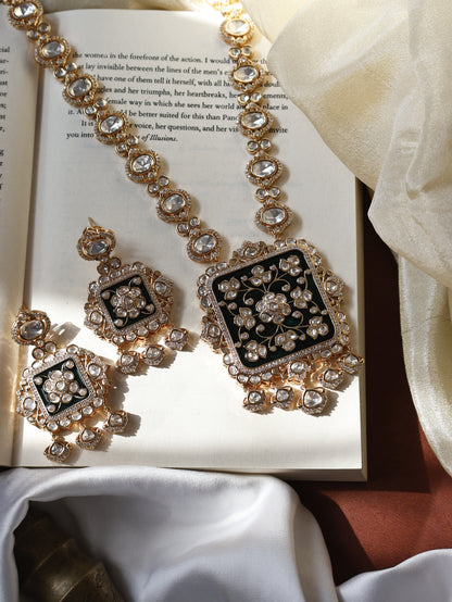 Shyen Green Polki Pendant Necklace Set