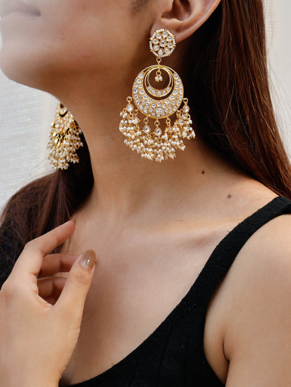 Mahveen Kundan Chandbali Earrings