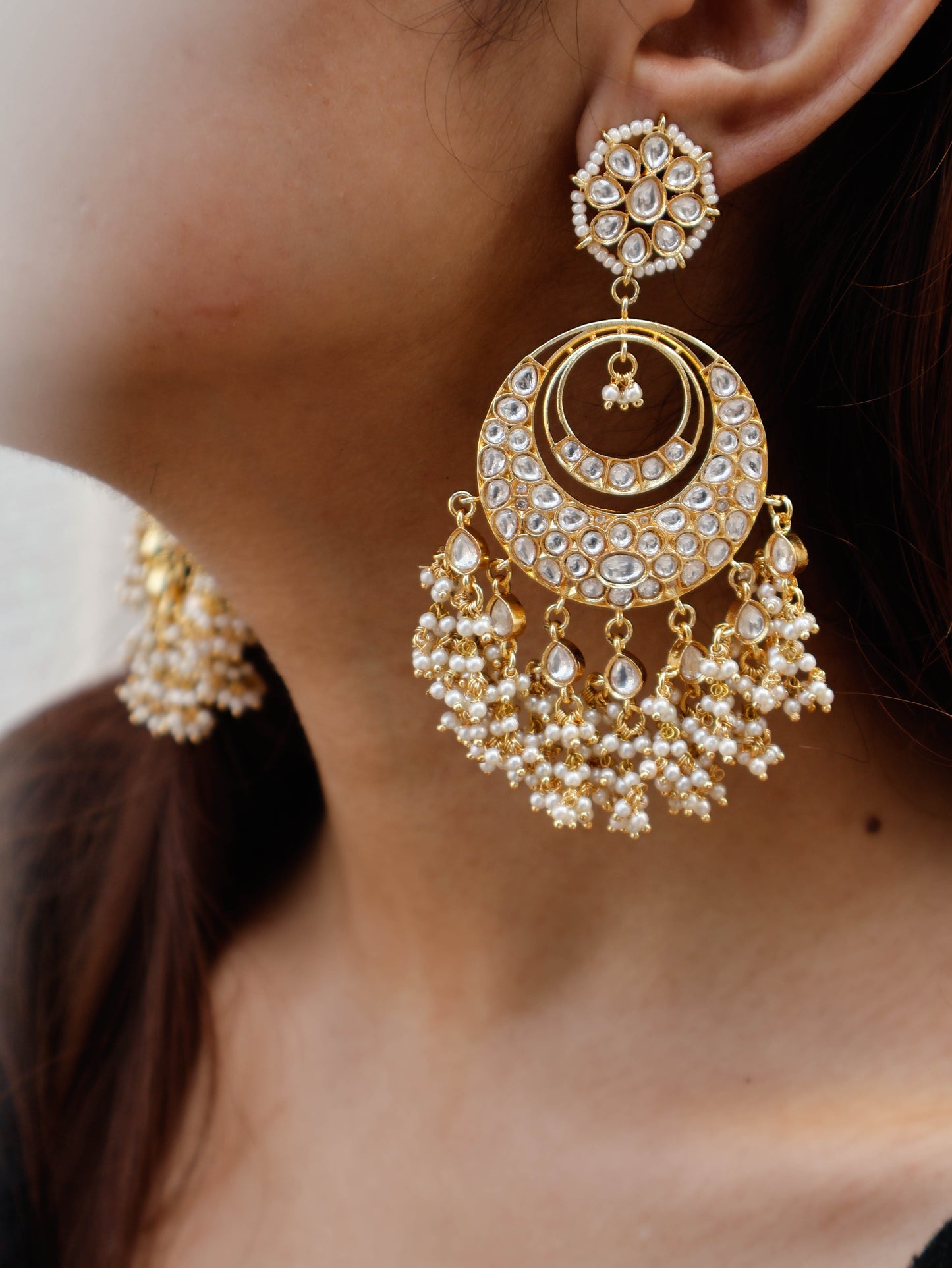 Mahveen Kundan Chandbali Earrings