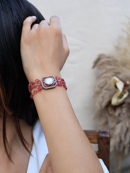 Ulfat Pink Polki Bracelet