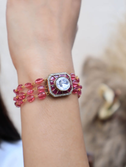 Ulfat Pink Polki Bracelet