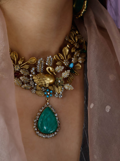 Udaan Mint Green Polki Necklace Set