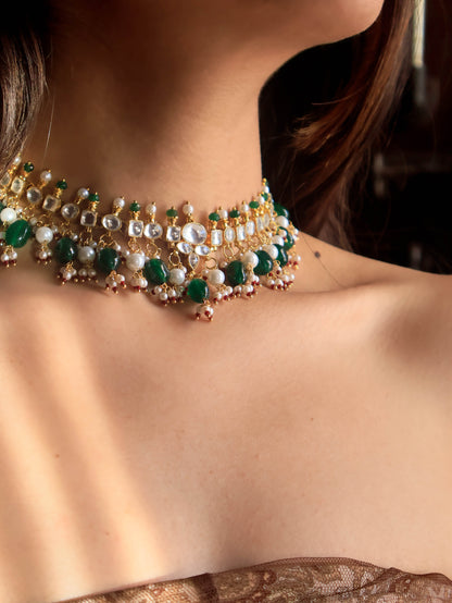 Aalam Green Kundan Necklace