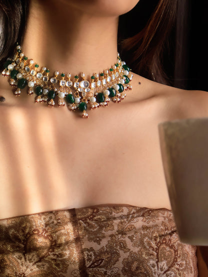 Aalam Green Kundan Necklace