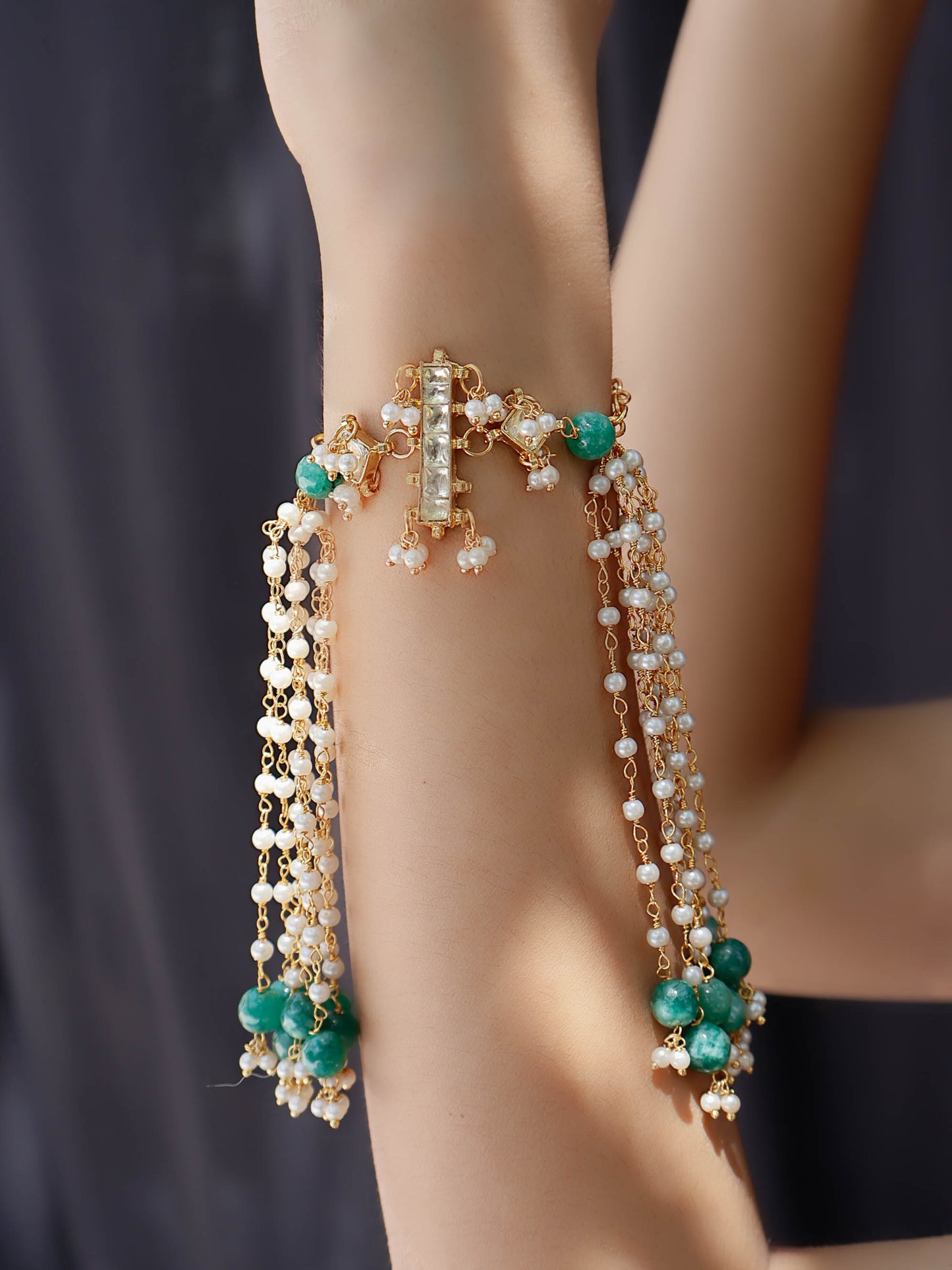 Ariana Green Kundan and Pearl Bracelet