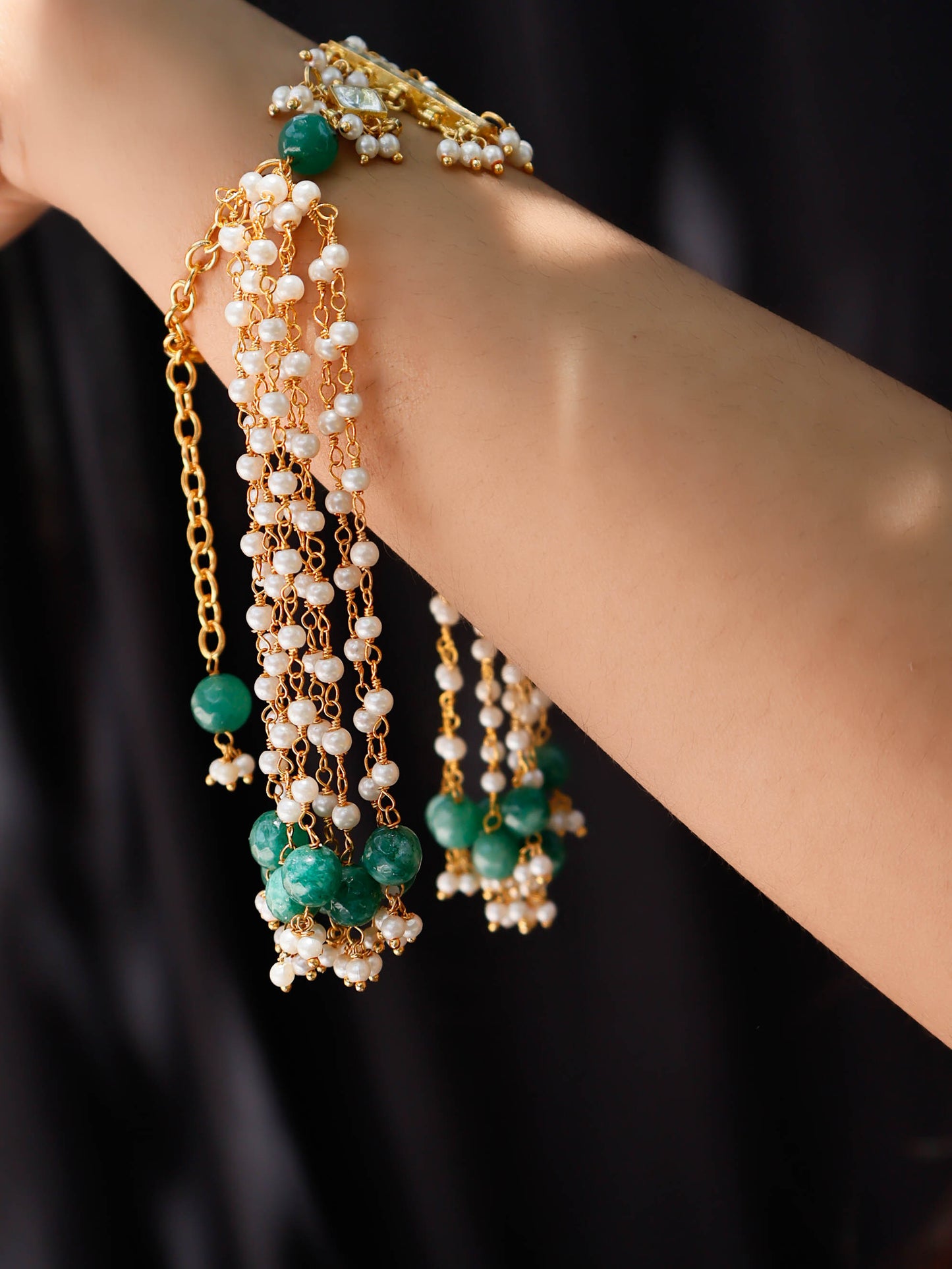 Ariana Green Kundan and Pearl Bracelet