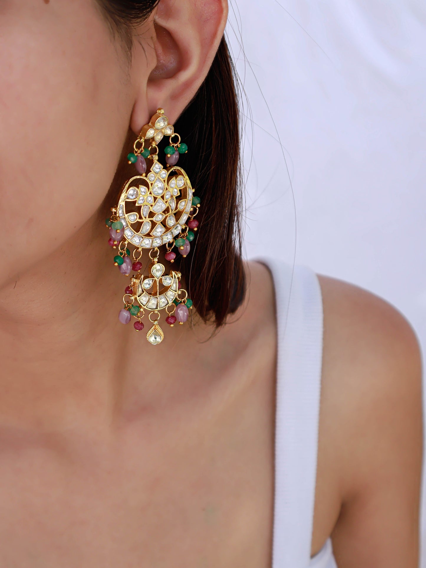 Rosa Kundan Pastel Earrings