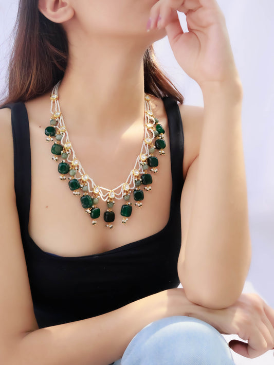 Aslan Green Kundan Necklace