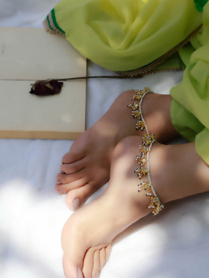 Safia Kundan Pearls Anklets- Pair of 2