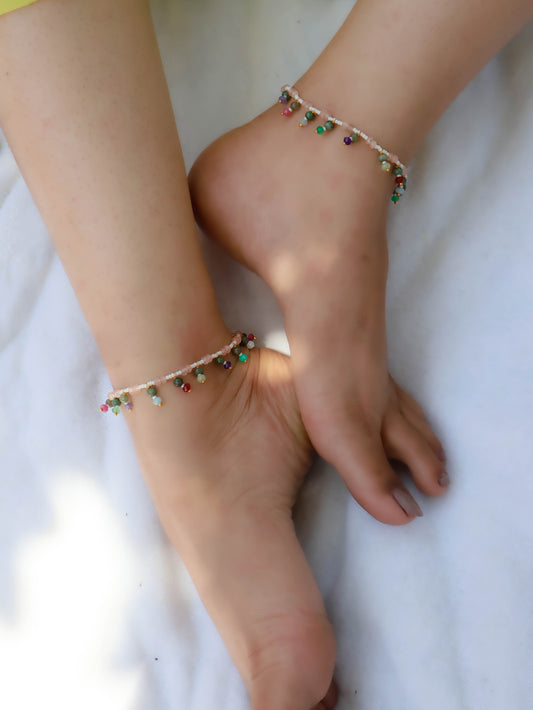 Heba Multicolored Anklets- Pair of 2