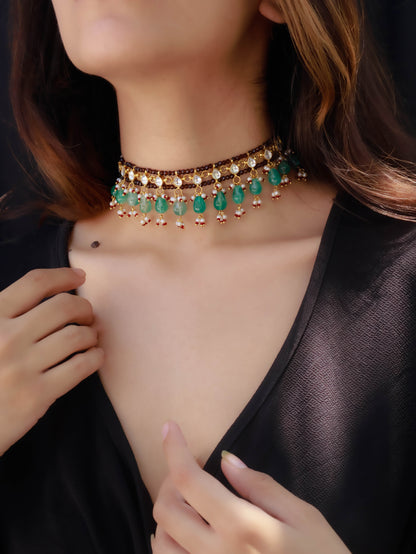 Sifra Green Kundan Choker Necklace