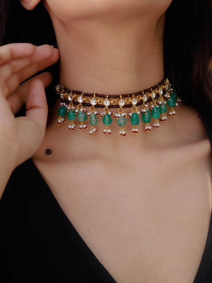 Sifra Green Kundan Choker Necklace