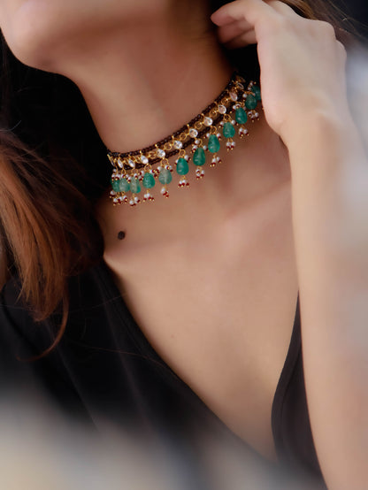 Sifra Green Kundan Choker Necklace