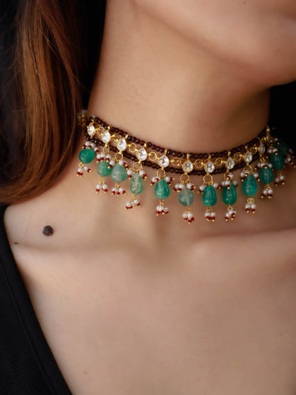 Sifra Green Kundan Choker Necklace