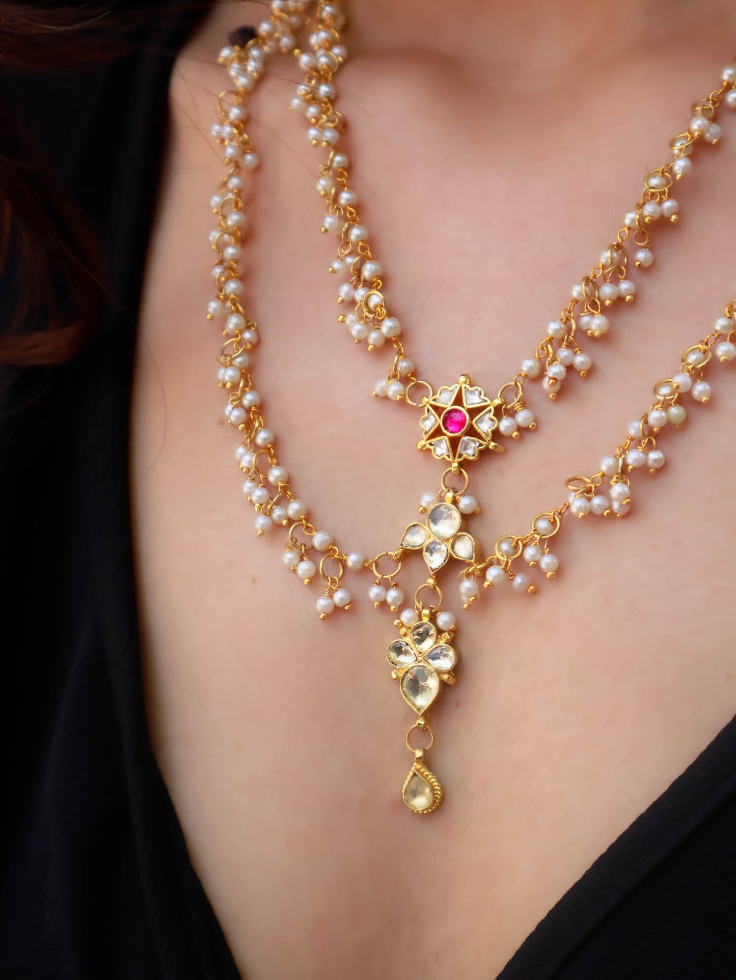 Ilka Pearl Pink Kundan Necklace