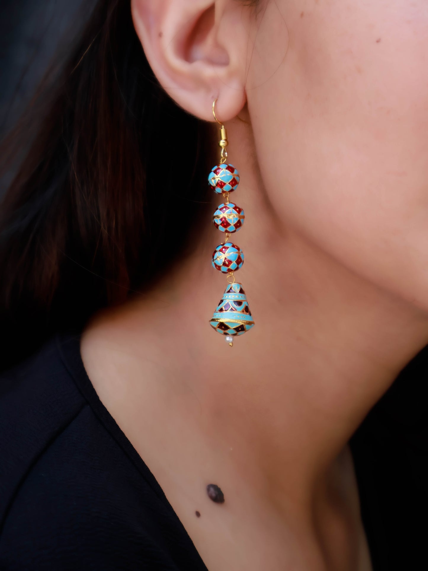 Kizma Turquoise Meenakari Dangler Earrings