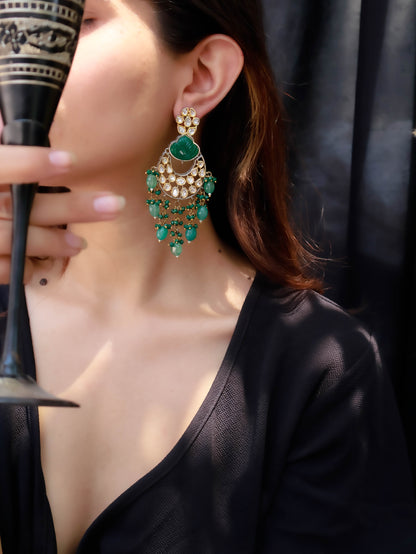 Husan Polki Green Polki Earrings