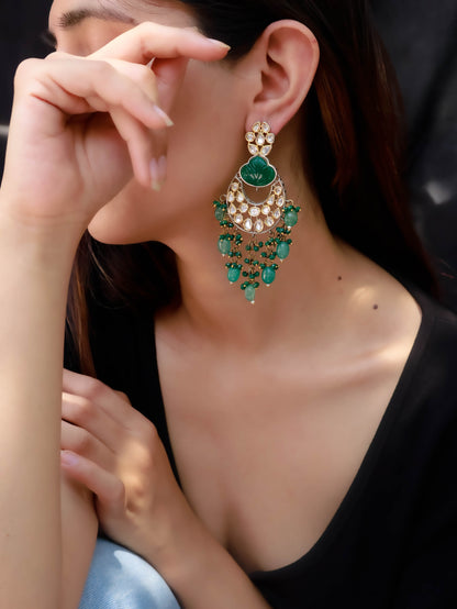 Husan Polki Green Polki Earrings