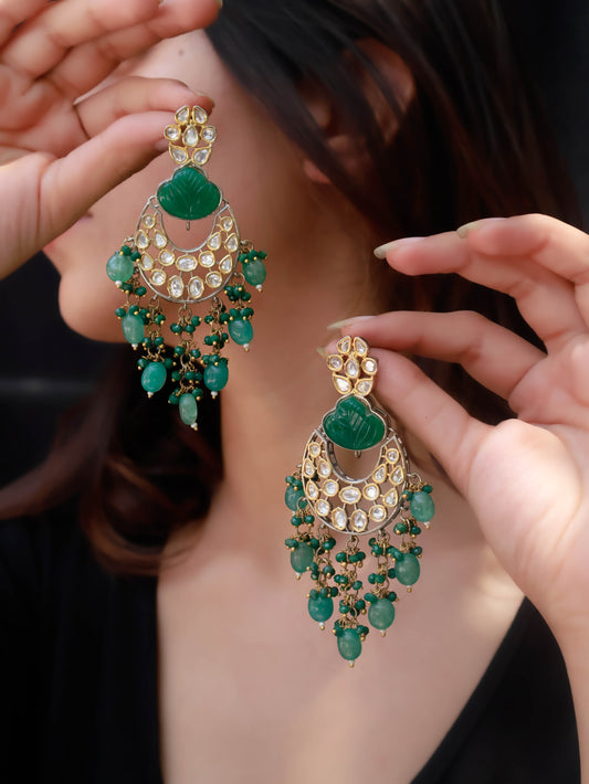 Husan Polki Green Polki Earrings