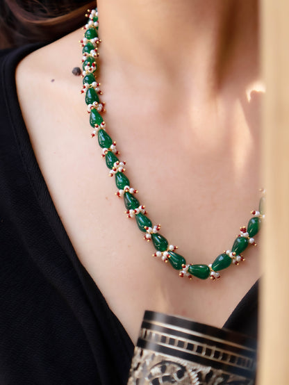 Bushra Green String Necklace