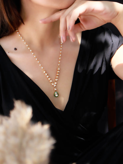 Ida Kundan and Pearl Pendant Necklace