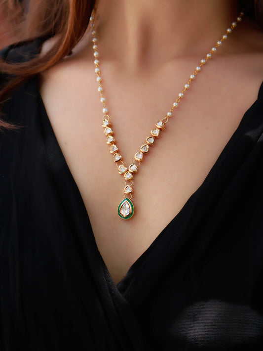 Ida Kundan and Pearl Pendant Necklace