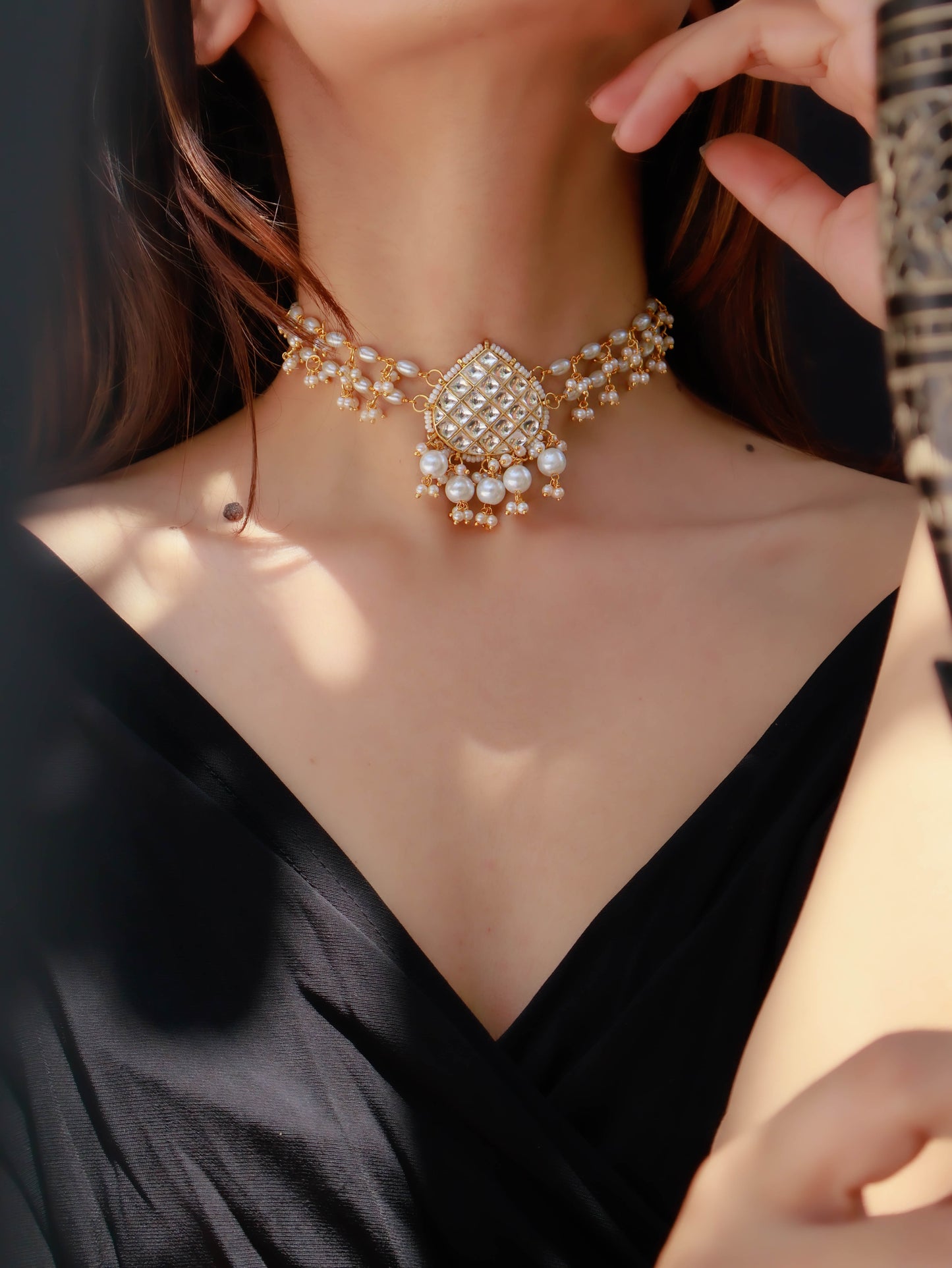 Raya Kundan and Pearl Choker Necklace