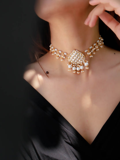 Raya Kundan and Pearl Choker Necklace