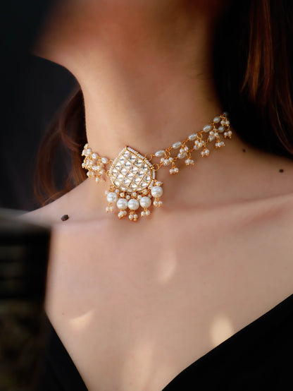 Raya Kundan and Pearl Choker Necklace