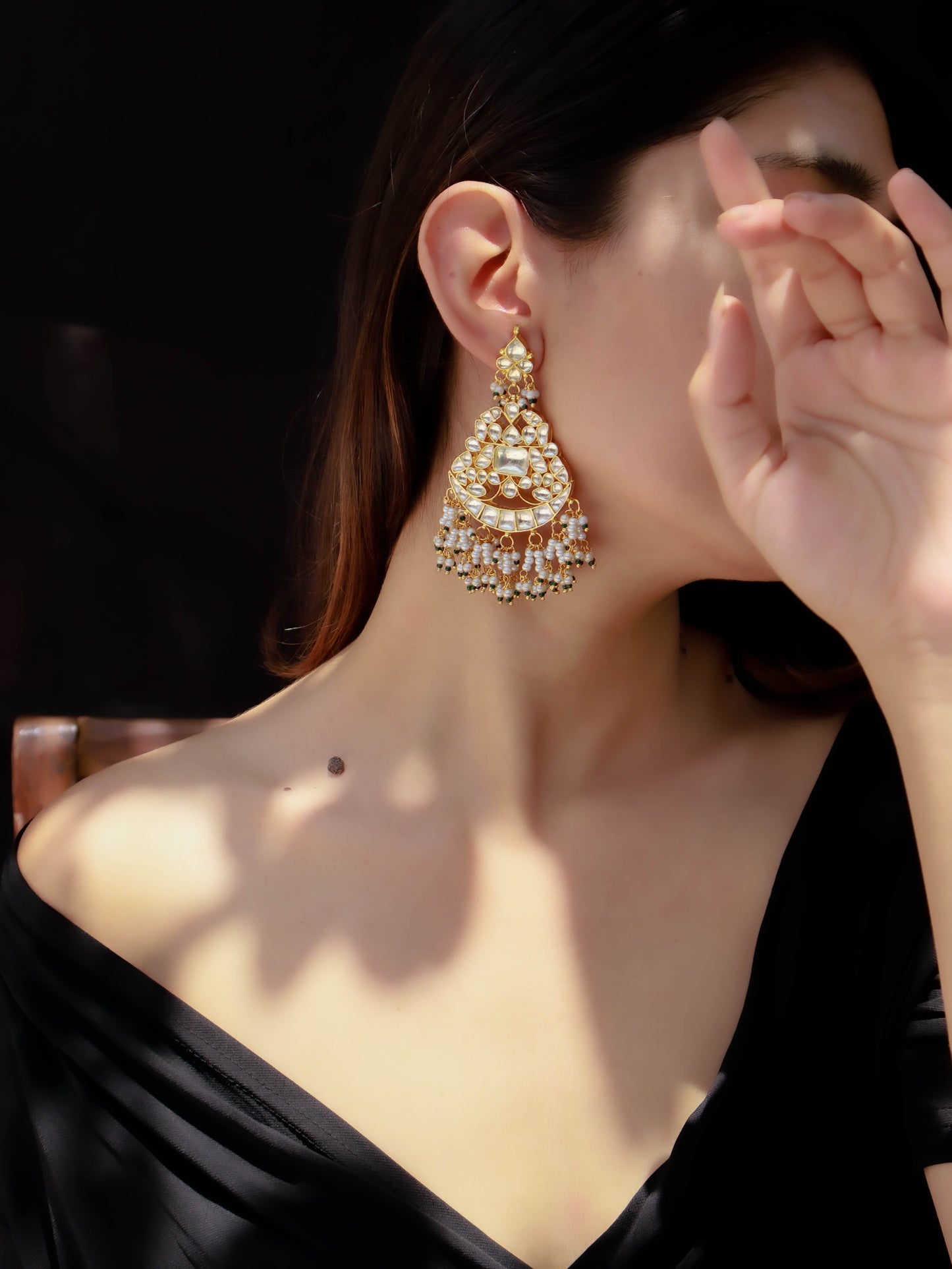 Vini Kundan Chandbali Earrings