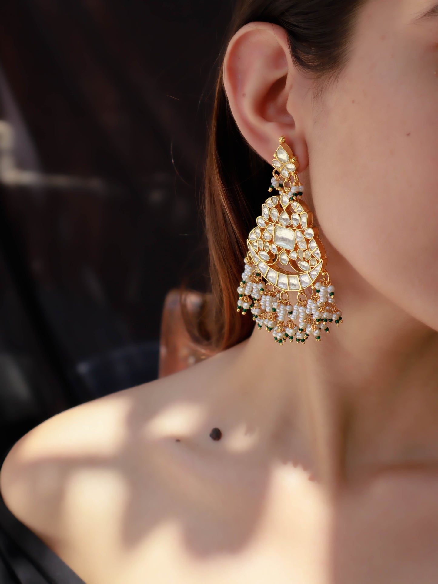 Vini Kundan Chandbali Earrings