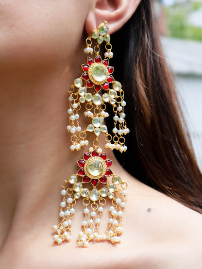 Avena Pink Kundan Earrings