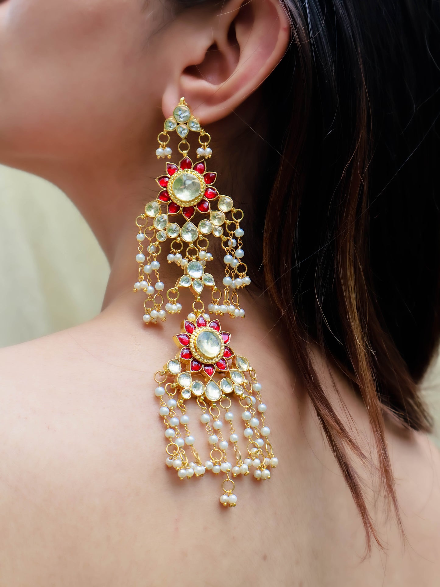 Avena Pink Kundan Earrings