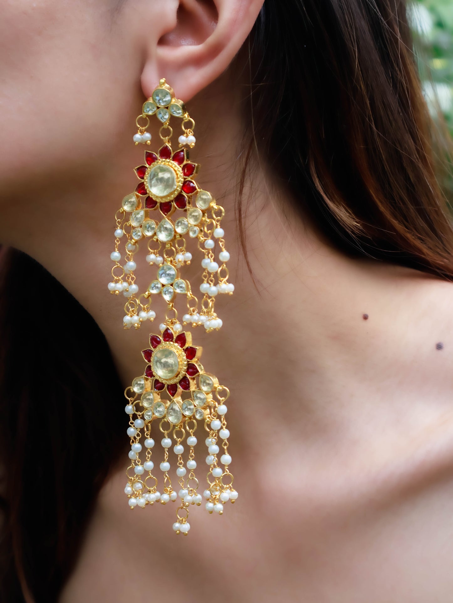 Avena Pink Kundan Earrings