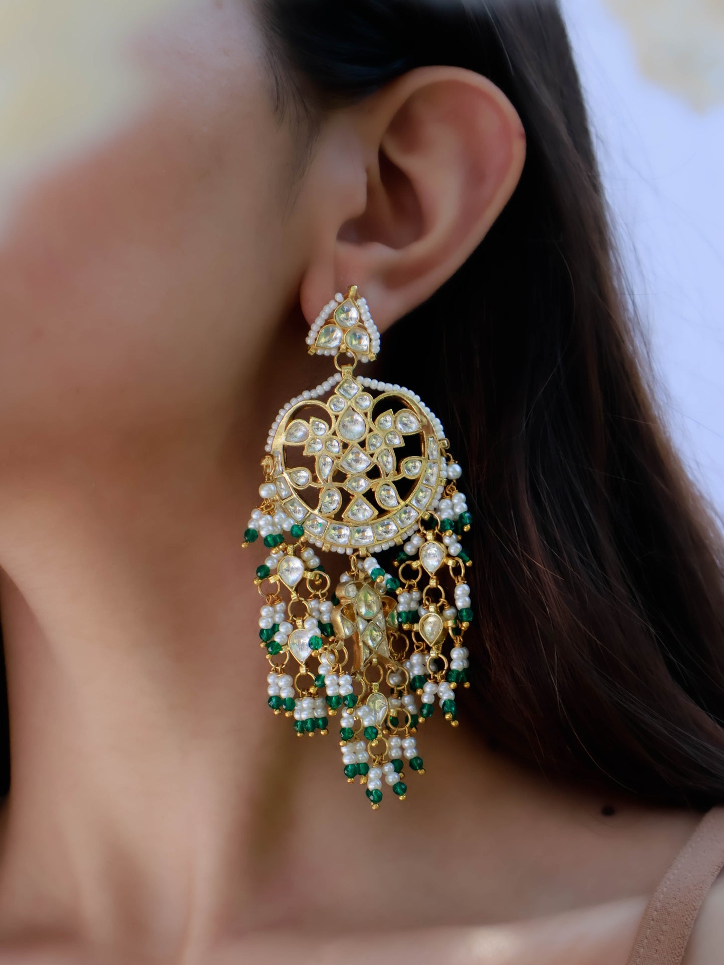 Louise Green Kundan Chandbali Earrings