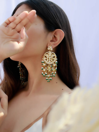 Louise Green Kundan Chandbali Earrings