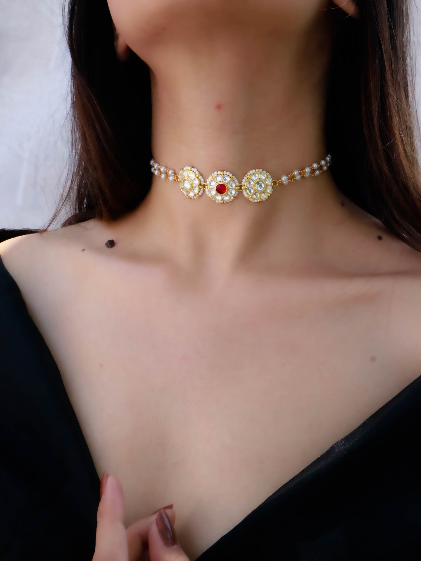 Mariam Floral Kundan Choker Necklace