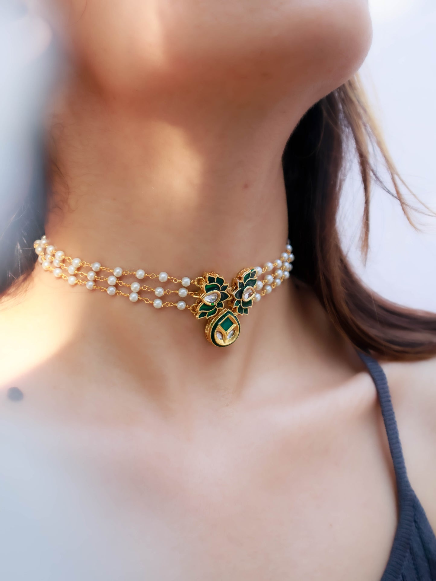 Liana Green Kundan Choker Necklace