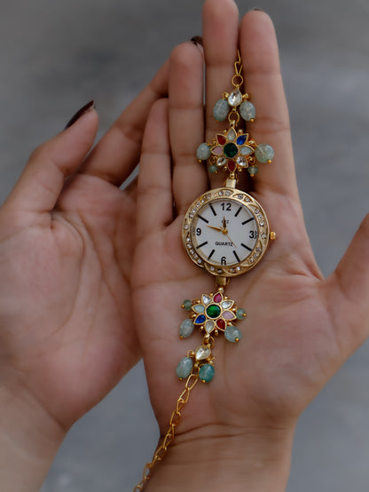 Lehar Multicolored Floral Wrist Watch