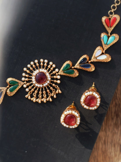 Hayden Multicolored Kundan Choker Necklace Set
