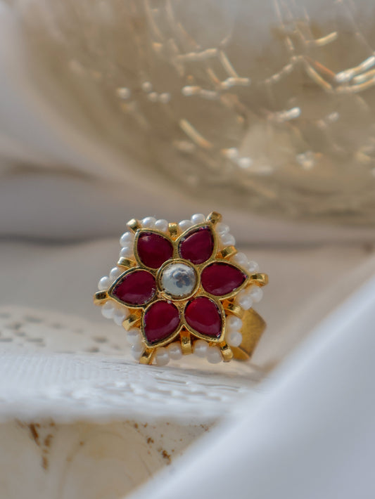 Raelynn Red Kundan Ring