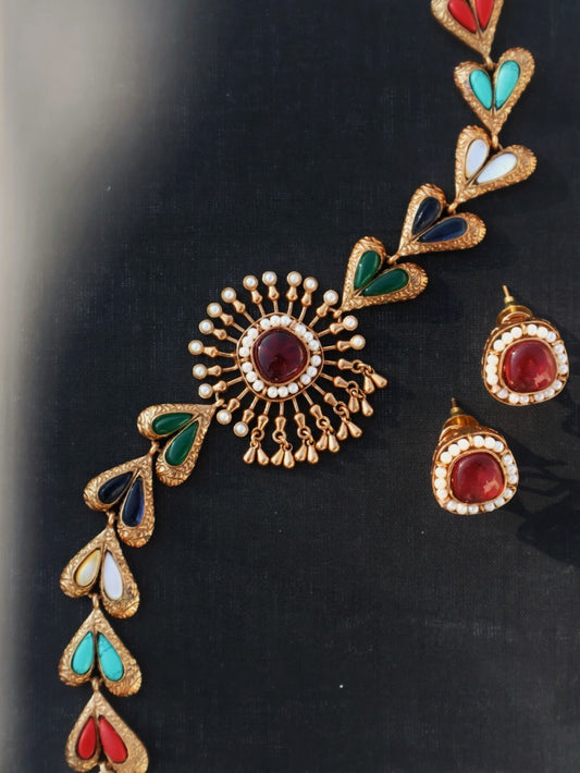 Hayden Multicolored Kundan Choker Necklace Set