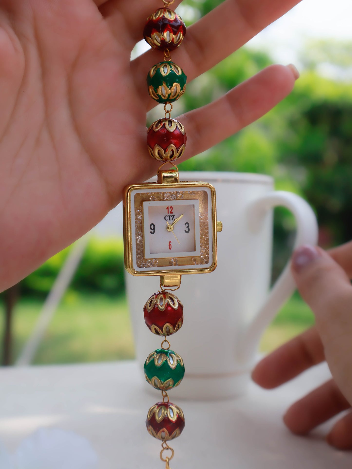 Allegra Red-Green Meenakari Wrist Watch