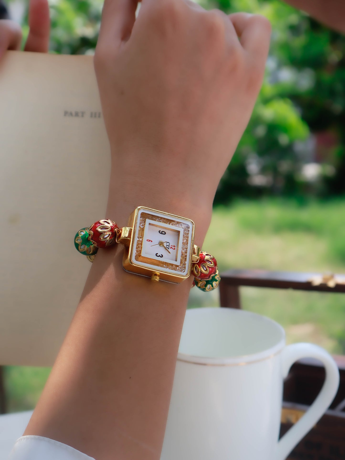 Allegra Red-Green Meenakari Wrist Watch